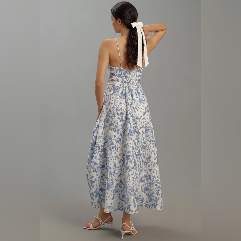 Reformation Monette Linen Midi Dress | Size 10 - Picture 2 of 7